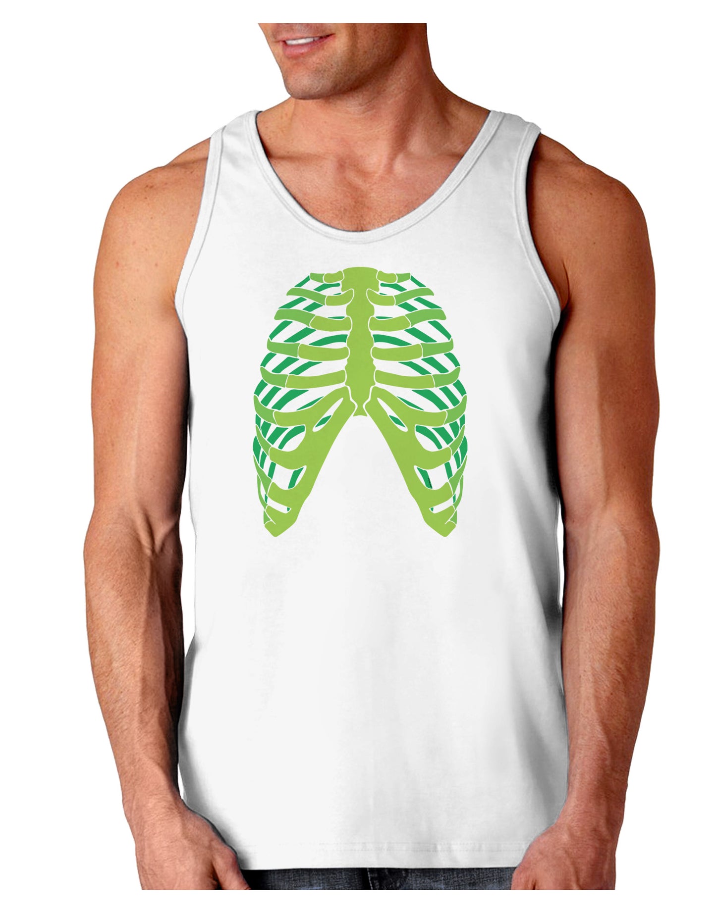 Human Green Skeleton Bones Ribcage Loose Tank Top-Loose Tank Top-TooLoud-White-Small-Davson Sales