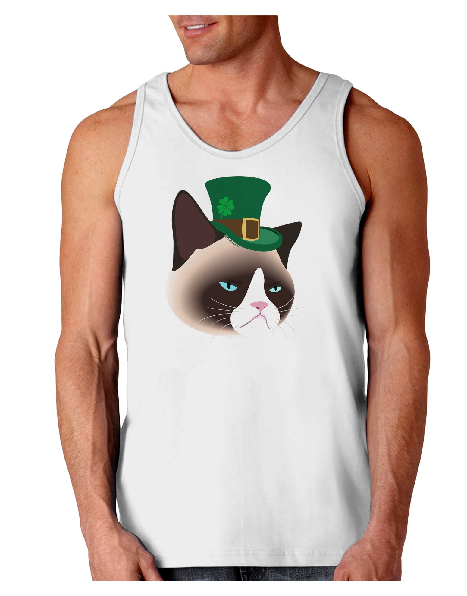 Leprechaun Disgruntled Cat Loose Tank Top-Loose Tank Top-TooLoud-White-Small-Davson Sales