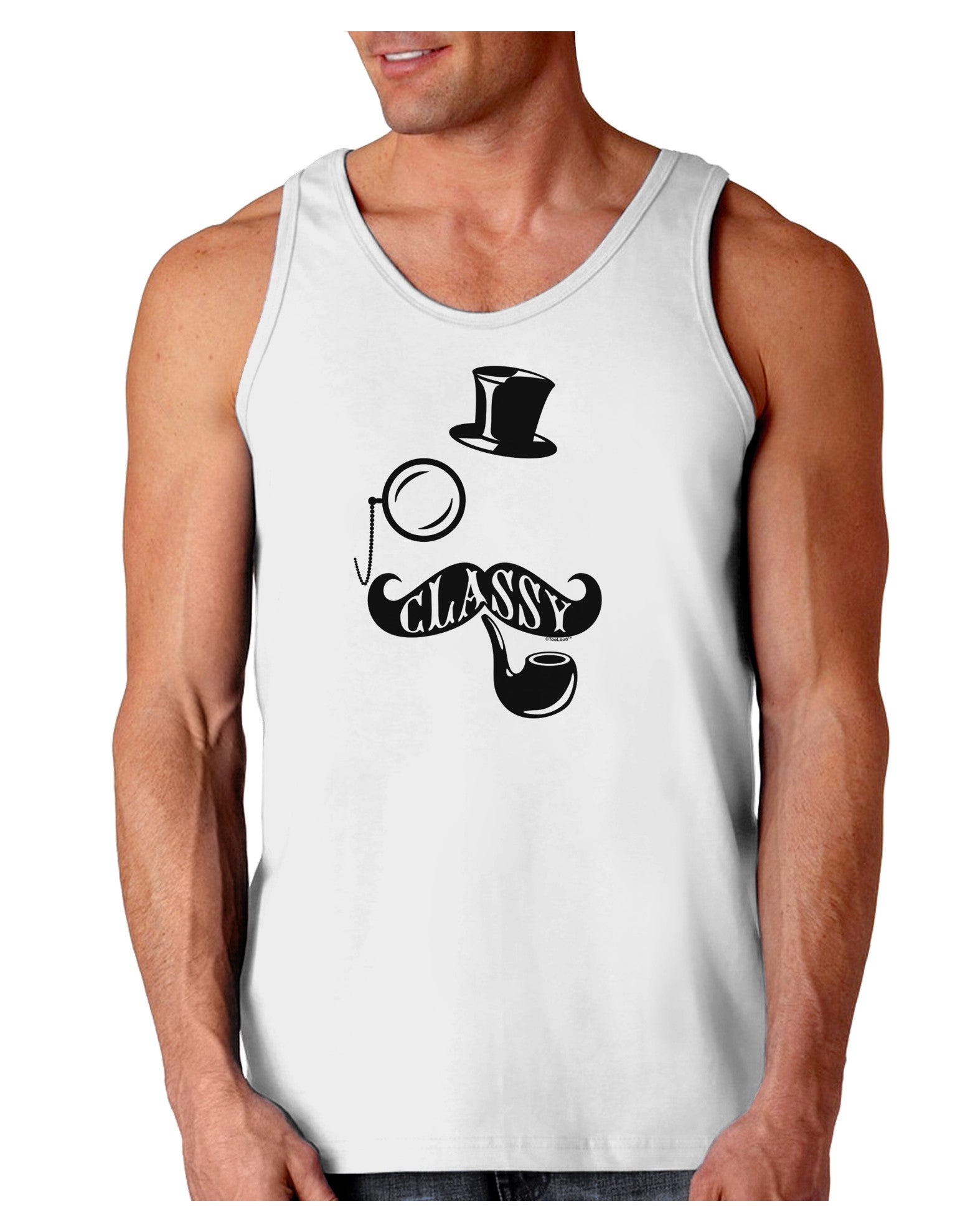 Classy Tophat Mustache Pipe and Monocle Loose Tank Top-Loose Tank Top-TooLoud-White-Small-Davson Sales