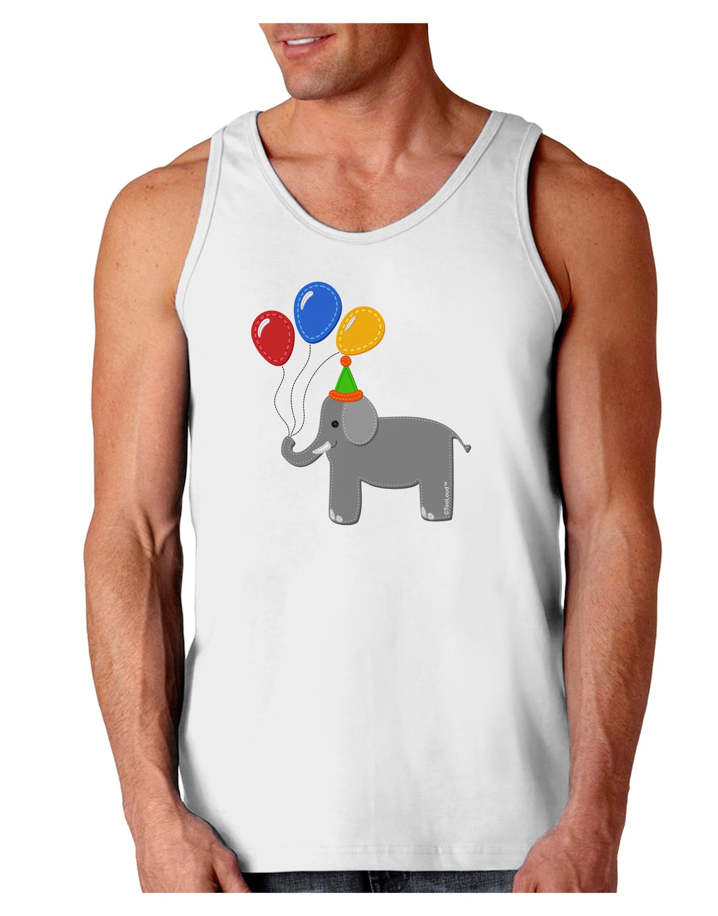 Cute Elephant with Balloons Loose Tank Top-Loose Tank Top-TooLoud-White-Small-Davson Sales