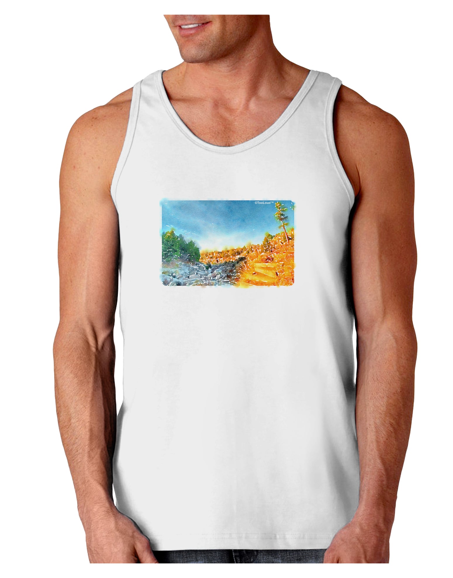 Castlewood Canyon Watercolor Loose Tank Top-Loose Tank Top-TooLoud-White-Small-Davson Sales
