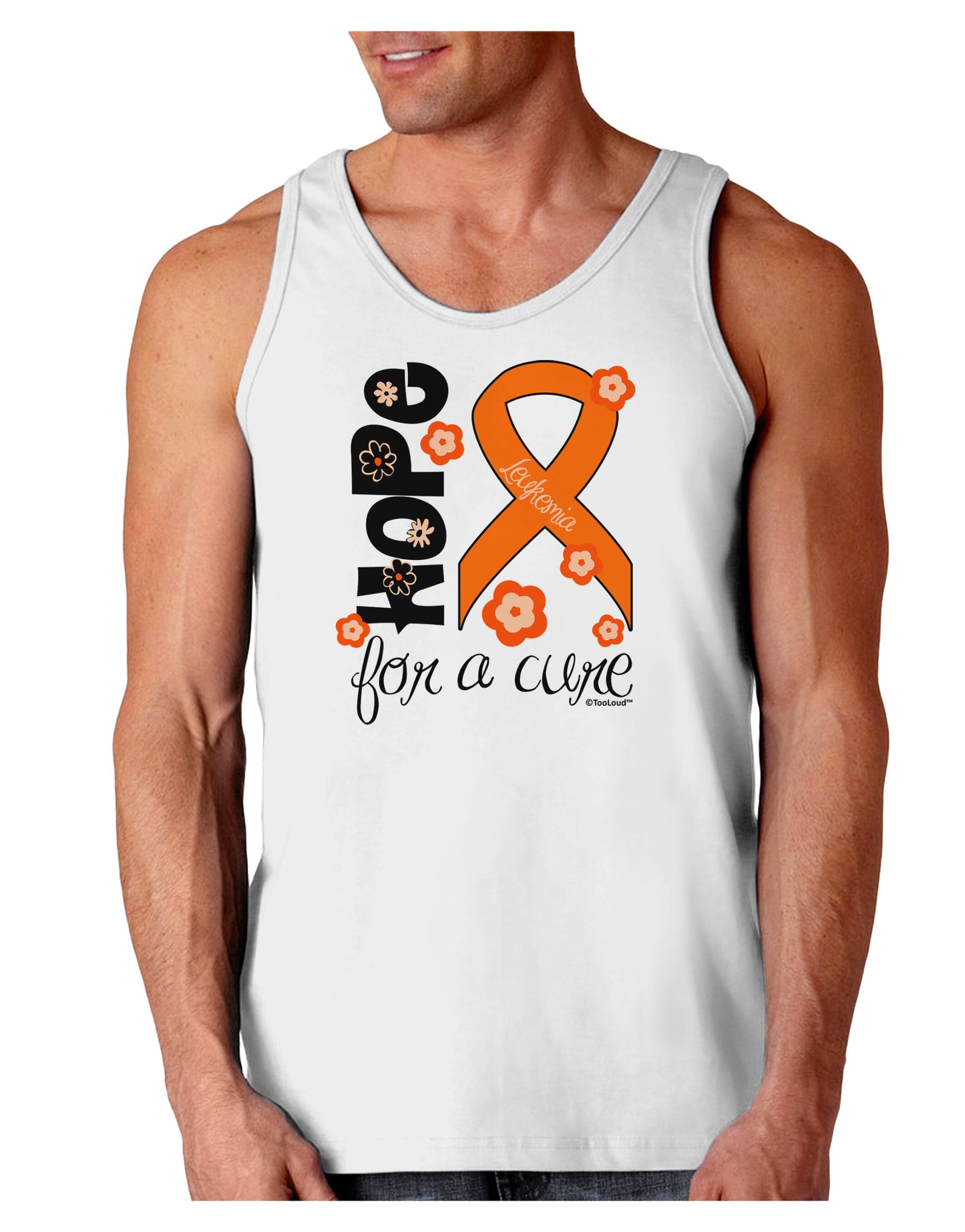 Hope for a Cure - Orange Ribbon Leukemia - Flowers Loose Tank Top-Loose Tank Top-TooLoud-White-Small-Davson Sales