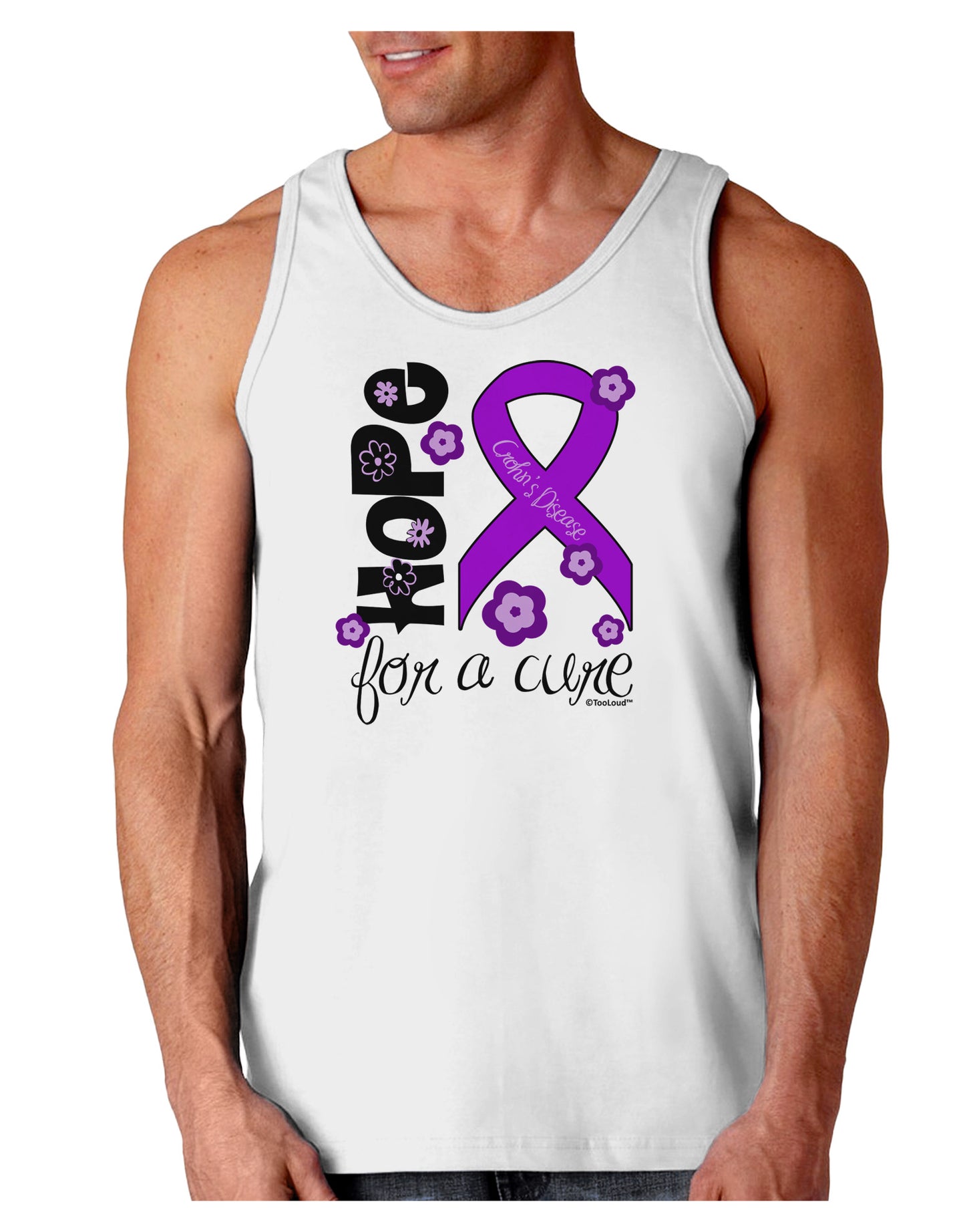 Hope for a Cure - Purple Ribbon Crohn’s Disease - Flowers Loose Tank Top-Loose Tank Top-TooLoud-White-Small-Davson Sales