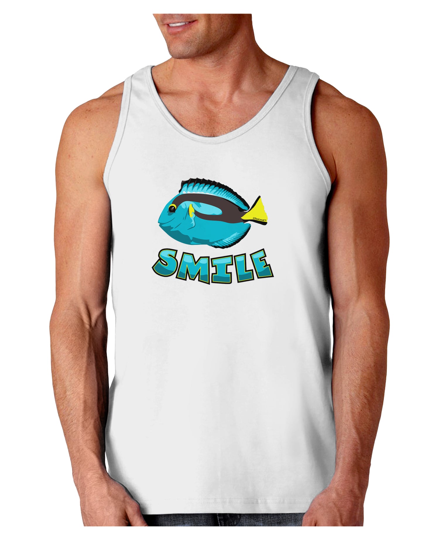 Blue Tang Fish - Smile Loose Tank Top-Loose Tank Top-TooLoud-White-Small-Davson Sales
