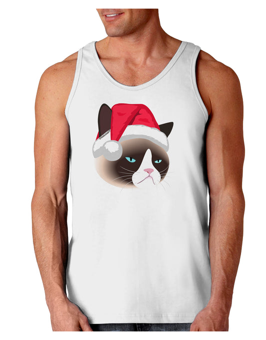 Santa Hat Disgruntled Siamese Cat Loose Tank Top by-Loose Tank Top-TooLoud-White-Small-Davson Sales