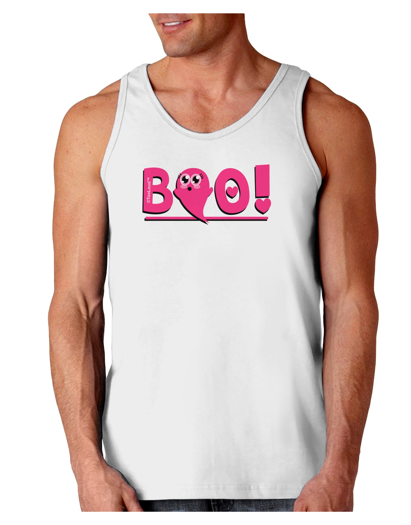Cute Boo Text Pink Loose Tank Top-Loose Tank Top-TooLoud-White-Small-Davson Sales