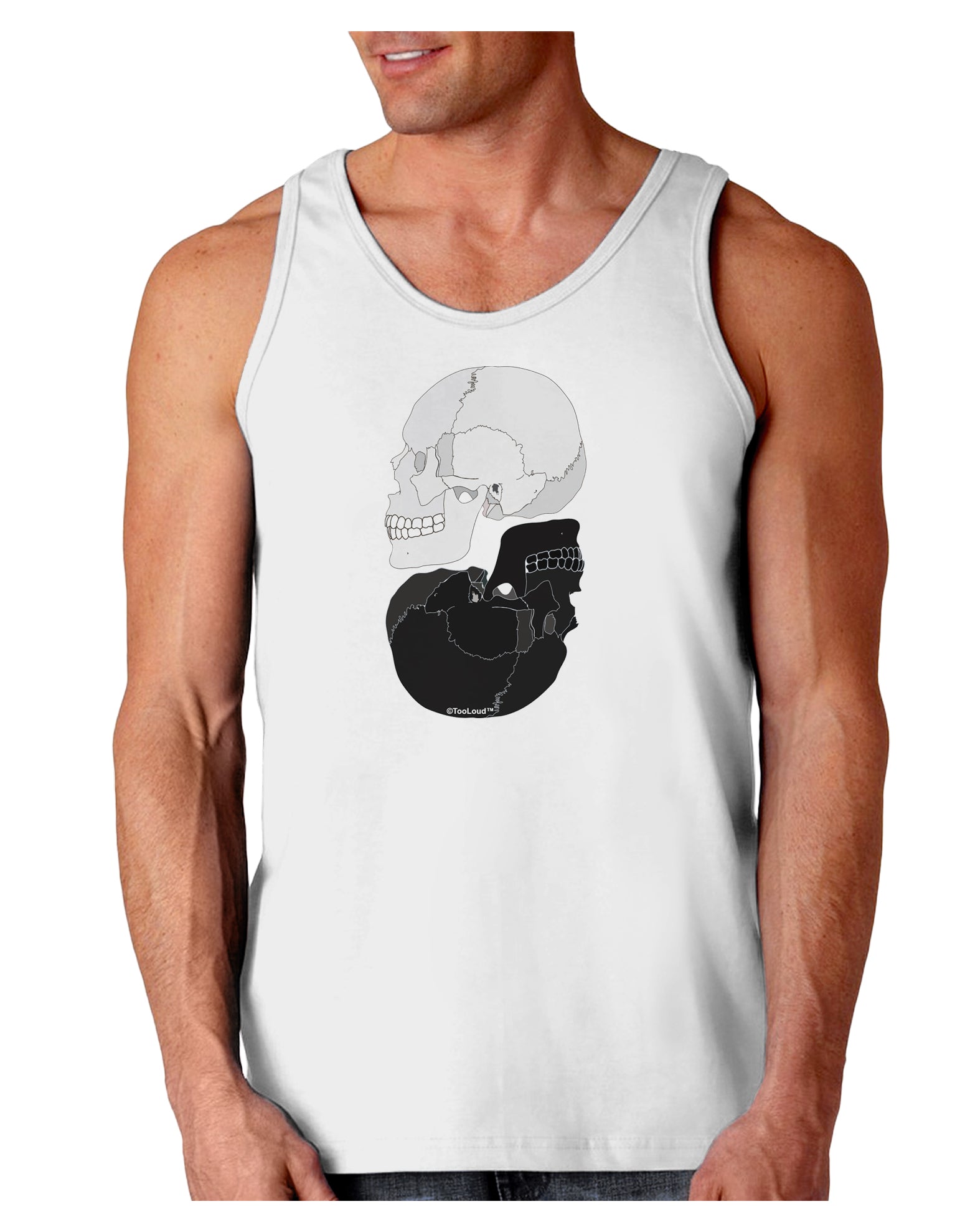 White And Black Inverted Skulls Loose Tank Top by TooLoud-Loose Tank Top-TooLoud-White-Small-Davson Sales