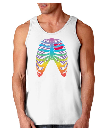 Rainbow Skeleton Ribcage with Heart Loose Tank Top-Loose Tank Top-TooLoud-White-Small-Davson Sales