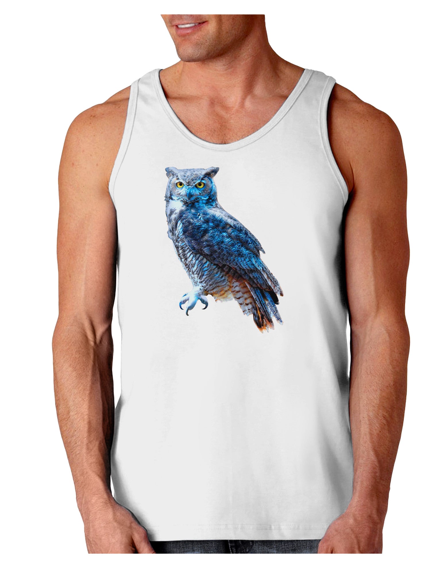 Colorful Great Horned Owl Loose Tank Top-Loose Tank Top-TooLoud-White-Small-Davson Sales