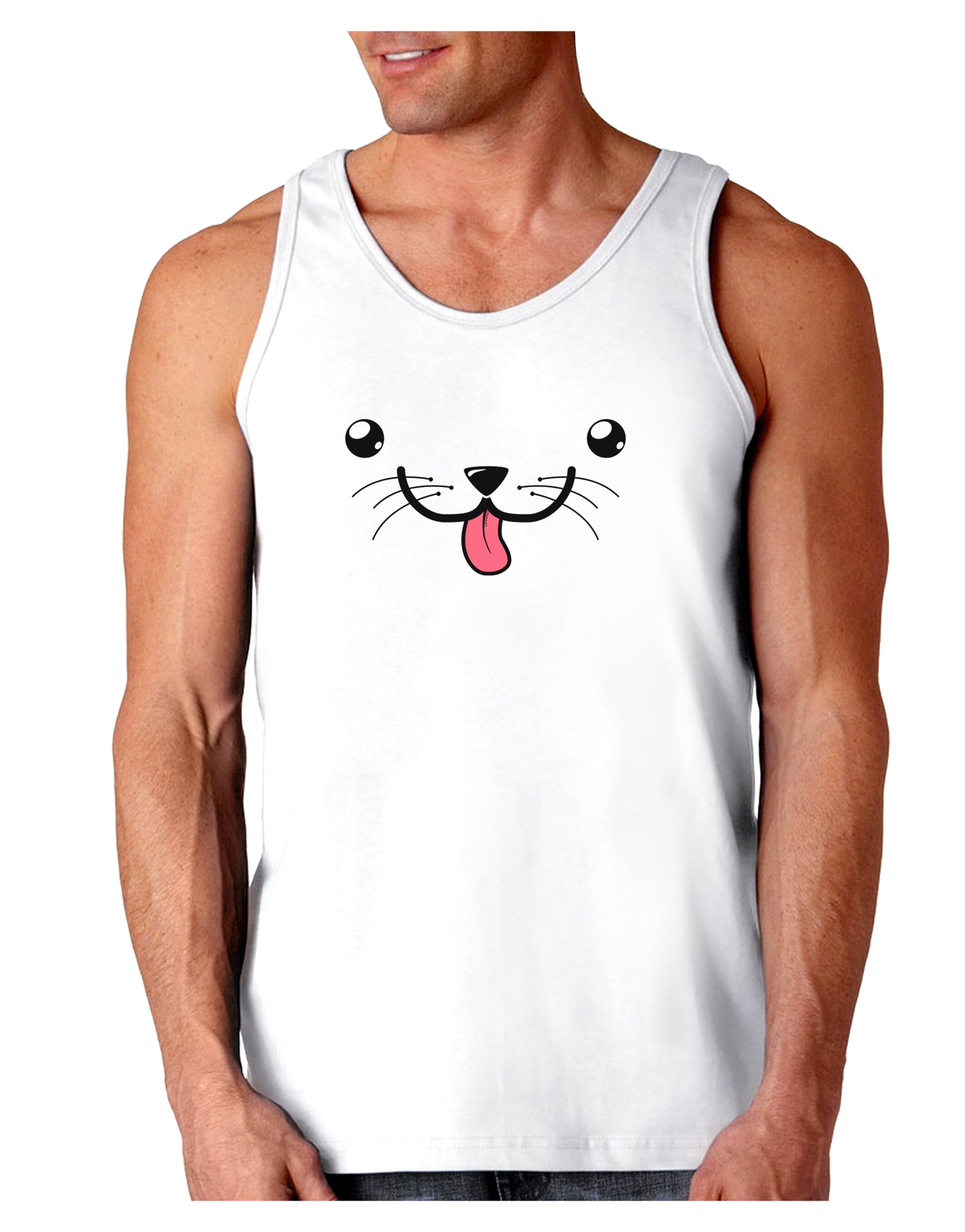 Kyu-T Face - Puppino the Puppy Dog Loose Tank Top-Loose Tank Top-TooLoud-White-Small-Davson Sales
