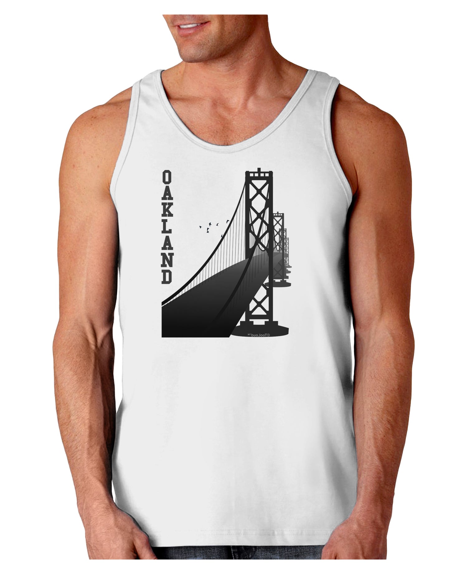 Oakland Text Bay Bridge Loose Tank Top-Loose Tank Top-TooLoud-White-Small-Davson Sales