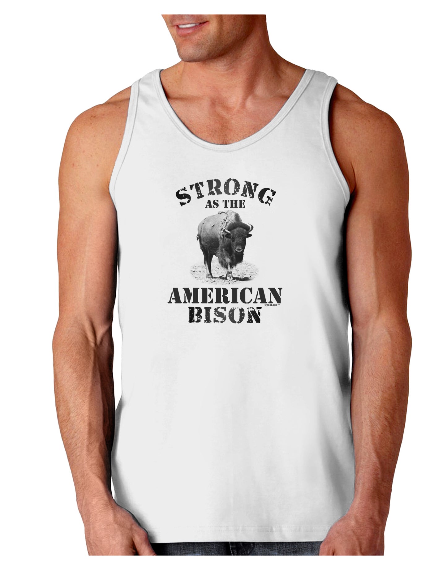 Strong Bison Text Loose Tank Top-Loose Tank Top-TooLoud-White-Small-Davson Sales