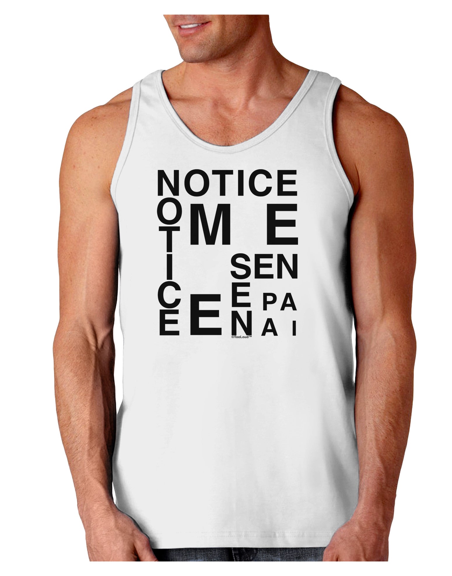 Notice Me Senpai Artistic Text Loose Tank Top-Loose Tank Top-TooLoud-White-Small-Davson Sales
