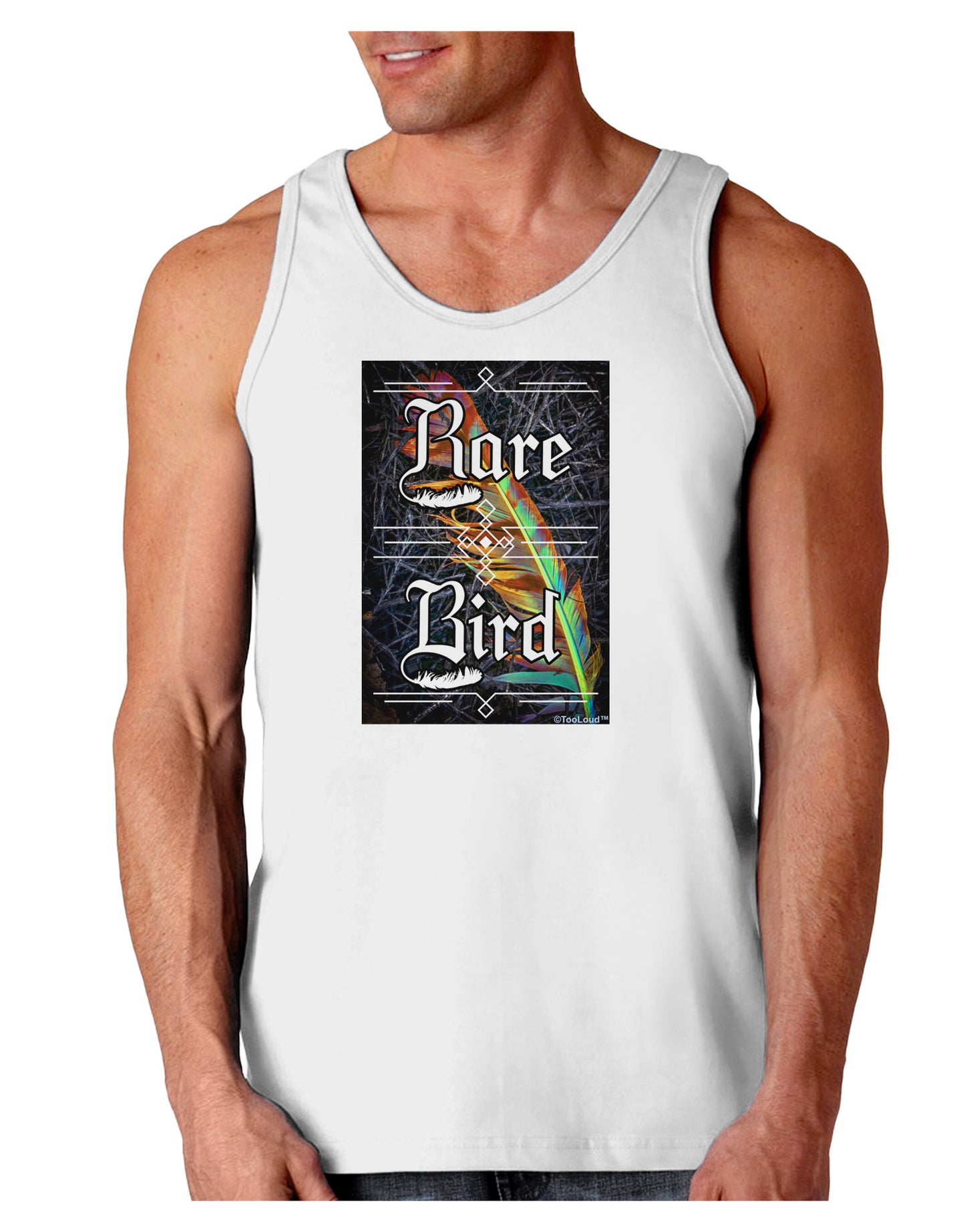 Rare Bird - Colorful Feather Loose Tank Top-Loose Tank Top-TooLoud-White-Small-Davson Sales