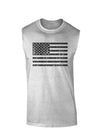 Distressed Black and White American Flag Muscle Shirt-TooLoud-AshGray-Small-Davson Sales