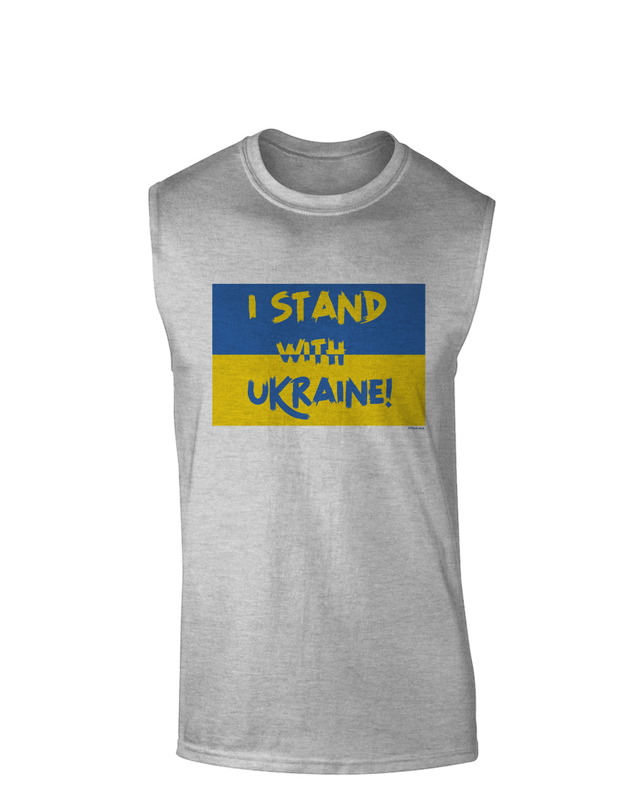 I stand with Ukraine Flag Muscle Shirt White 2XL Tooloud