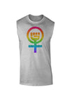 Rainbow Distressed Feminism Symbol Muscle Shirt-TooLoud-AshGray-Small-Davson Sales