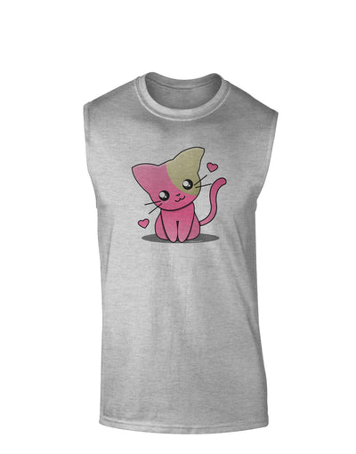Kawaii Kitty Muscle Shirt-TooLoud-AshGray-Small-Davson Sales