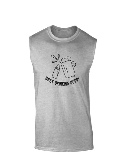 TooLoud Best Drinking Buddy Muscle Shirt-Muscle Shirts-TooLoud-AshGray-Small-Davson Sales