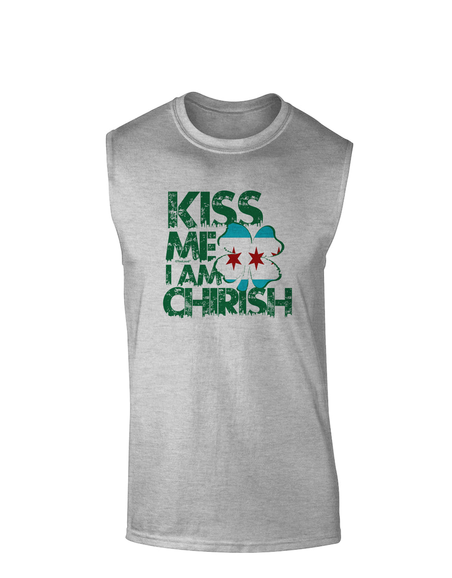Kiss Me I'm Chirish Muscle Shirt by TooLoud-Clothing-TooLoud-White-Small-Davson Sales