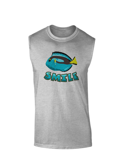 Blue Tang Fish - Smile Muscle Shirt-TooLoud-AshGray-Small-Davson Sales