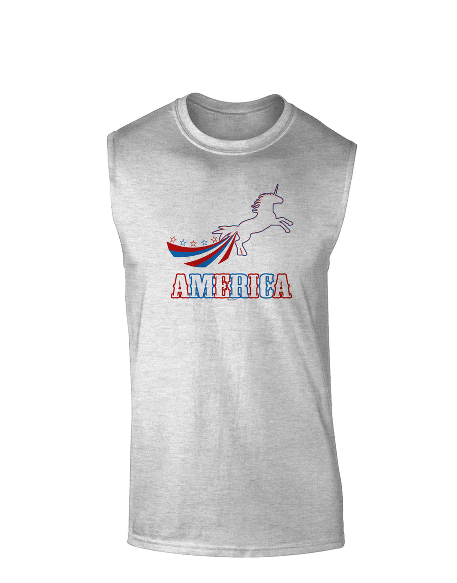 America Unicorn Muscle Shirt-TooLoud-White-Small-Davson Sales