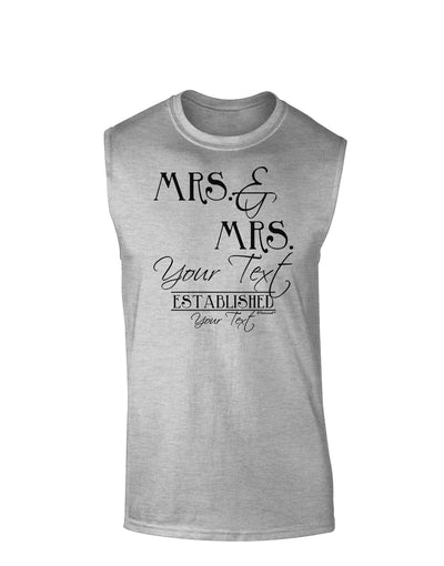 Personalized Mrs and Mrs Lesbian Wedding - Name- Established -Date- Design Muscle Shirt-TooLoud-AshGray-Small-Davson Sales
