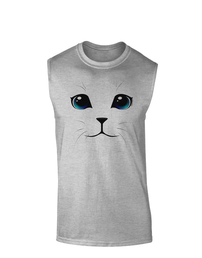 Blue-Eyed Cute Cat Face Muscle Shirt