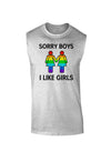 Sorry Boys I Like Girls Lesbian Rainbow Muscle Shirt-TooLoud-AshGray-Small-Davson Sales
