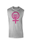 Pink Distressed Feminism Symbol Muscle Shirt-TooLoud-AshGray-Small-Davson Sales