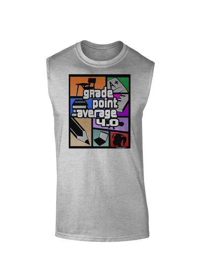 GPA 4 - Grade Point Average Muscle Shirt-TooLoud-AshGray-Small-Davson Sales