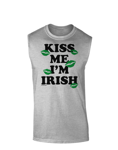 Kiss Me I'm Irish - Green Kisses Muscle Shirt by TooLoud-Mens T-Shirt-TooLoud-AshGray-Small-Davson Sales