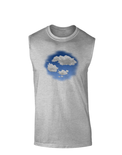 Blue Sky Puffy Clouds Muscle Shirt-TooLoud-AshGray-Small-Davson Sales