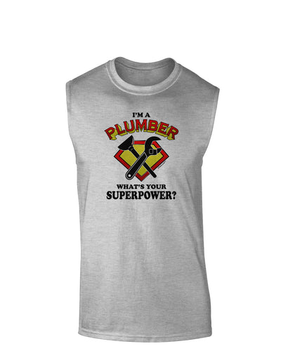 Plumber - Superpower Muscle Shirt-TooLoud-AshGray-Small-Davson Sales