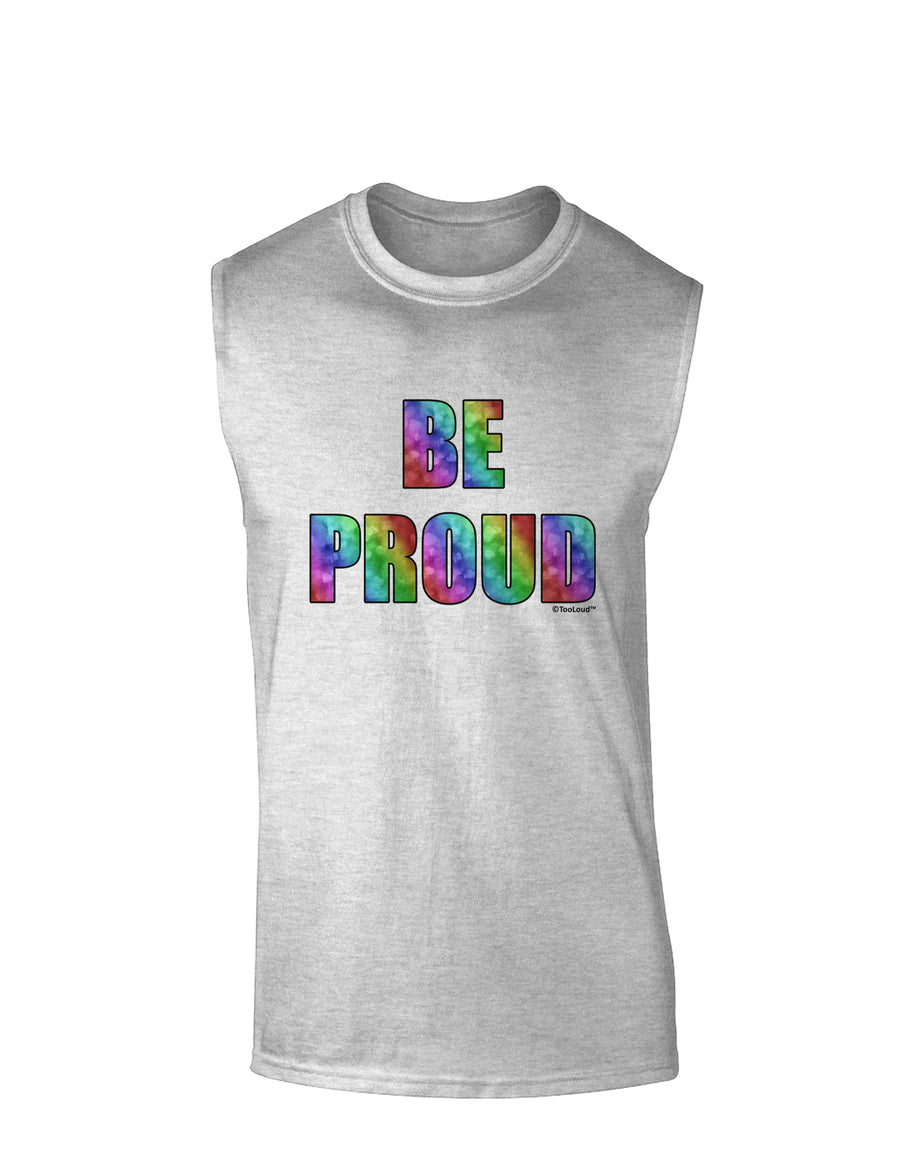 Be Proud Gay Pride - Rainbow Hearts Muscle Shirt  by TooLoud
