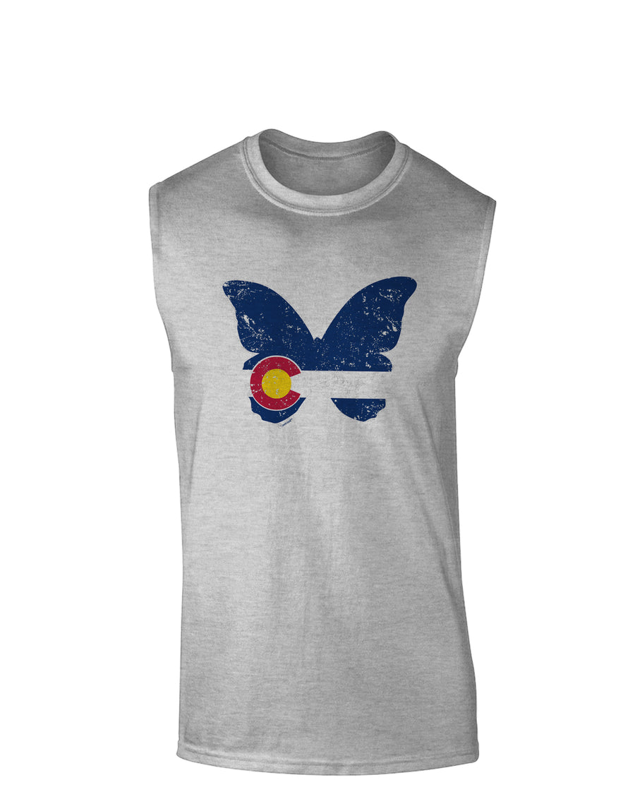 Grunge Colorado Butterfly Flag Muscle Shirt-Muscle Shirts-TooLoud-White-Small-Davson Sales