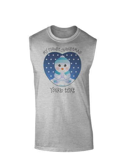 Personalized My First Christmas Snowbaby Blue Muscle Shirt-TooLoud-AshGray-Small-Davson Sales