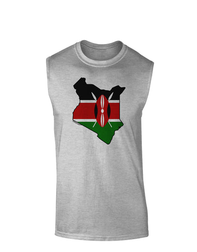 Kenya Flag Silhouette Muscle Shirt-TooLoud-AshGray-Small-Davson Sales