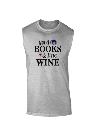 Good Books and Fine Wine Muscle Shirt-TooLoud-AshGray-Small-Davson Sales