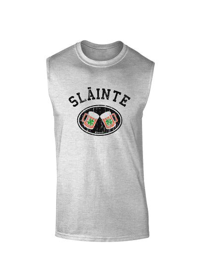 Slainte - St. Patrick's Day Irish Cheers Muscle Shirt by TooLoud-Mens T-Shirt-TooLoud-AshGray-Small-Davson Sales