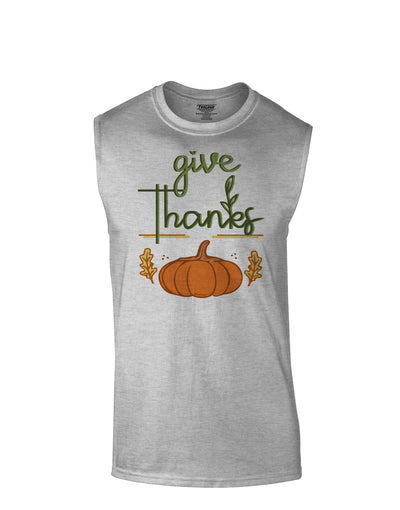 Give Thanks Muscle Shirt-Muscle Shirts-TooLoud-AshGray-Small-Davson Sales