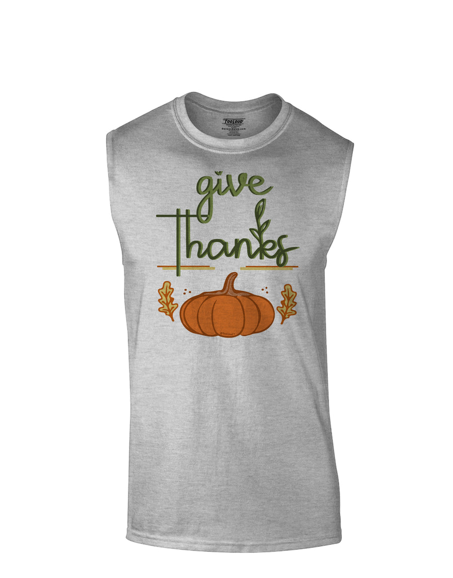 Give Thanks Muscle Shirt-Muscle Shirts-TooLoud-White-Small-Davson Sales