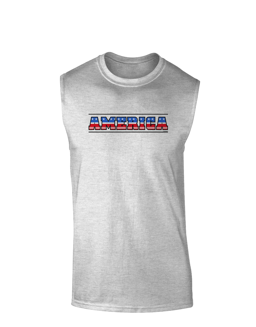 America Stars and Stripes Muscle Shirt-TooLoud-White-Small-Davson Sales
