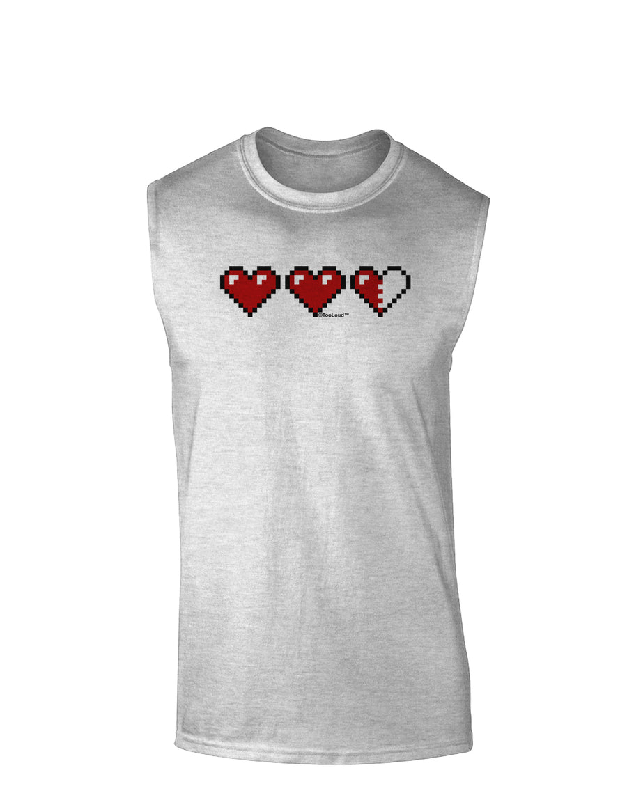 Couples Pixel Heart Life Bar - Left Muscle Shirt by TooLoud-TooLoud-White-Small-Davson Sales