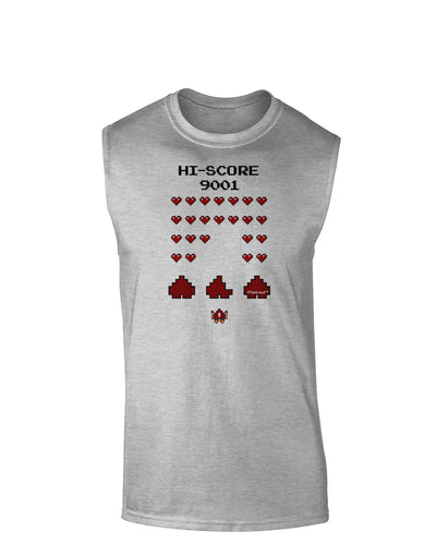 Pixel Heart Invaders Design Muscle Shirt