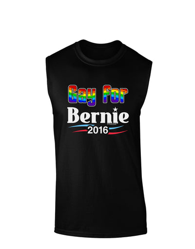 Gay for Bernie Dark Muscle Shirt-TooLoud-Black-Small-Davson Sales