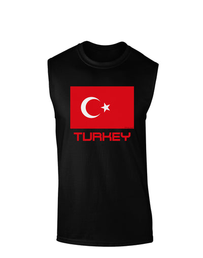 Turkey Flag with Text Dark Muscle Shirt by TooLoud-TooLoud-Black-Small-Davson Sales