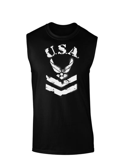 USA Military Air Force Stencil Logo Dark Muscle Shirt-TooLoud-Black-Small-Davson Sales