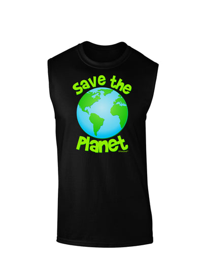 Save the Planet - Earth Dark Muscle Shirt-TooLoud-Black-Small-Davson Sales