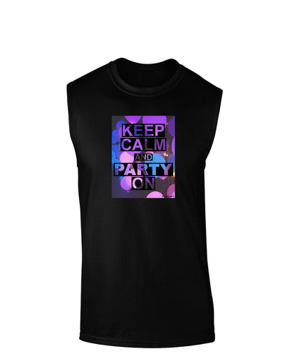Keep Calm - Party Balloons Dark Muscle Shirt-TooLoud-Black-Small-Davson Sales